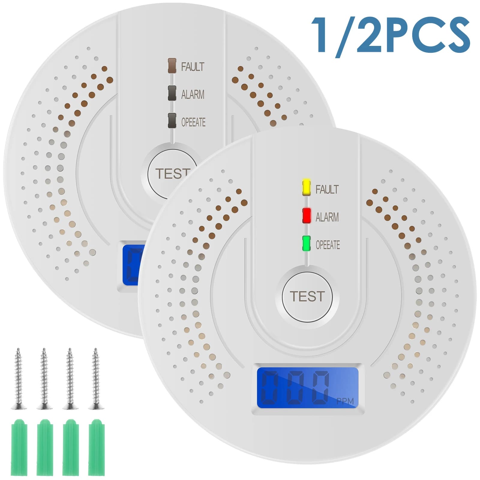 2/1 pz rilevatore di monossido di carbonio alimentato a batteria accurato monitor di gas CO allarme con display LCD digitale avviso lampeggiante per Hom