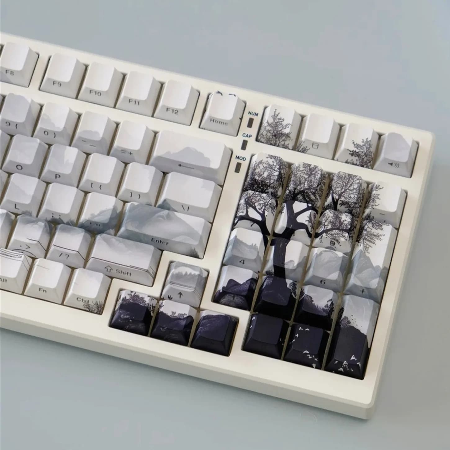 Set di 136 Tasti PBT con Effetto Inchiostro, Profilo Cherry, Stampa Laterale Retroilluminata per Tastiera Meccanica Wooting