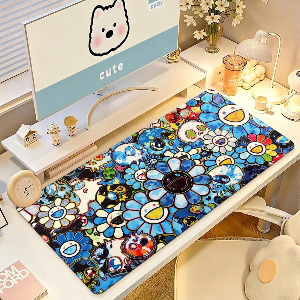 Artist T-Takashi M-Murakami Mouse Pad Large Non-Slip Waterproof Mat Stitched Edge Keyboard Pad for Gaming Daily Office