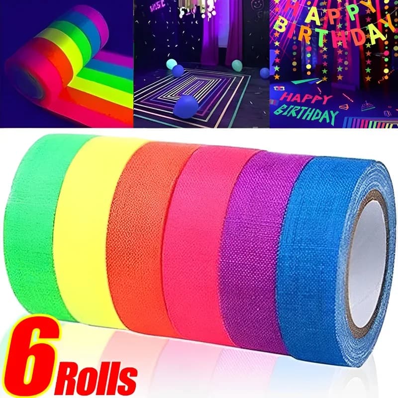 Nastri in cotone con bagliore UV Nastro al neon Gaffer Nastro per feste Avvertimento di sicurezza Nastro al neon Nastro UV Puntelli per palcoscenici Decorazioni per matrimoni Decorazioni per la casa
