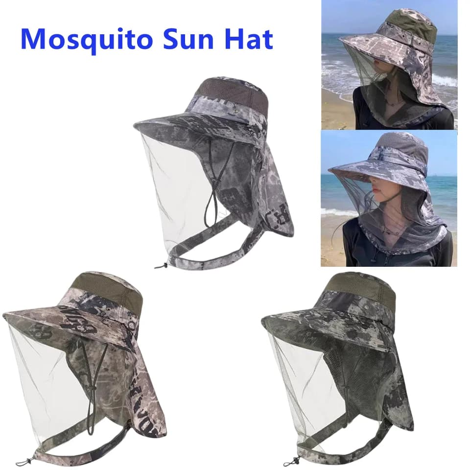 Mosquito Hat With Hidden Net Mesh Repellent Insect Bee Protection Men Women For Outdoor Sunscreen Fishing Cap