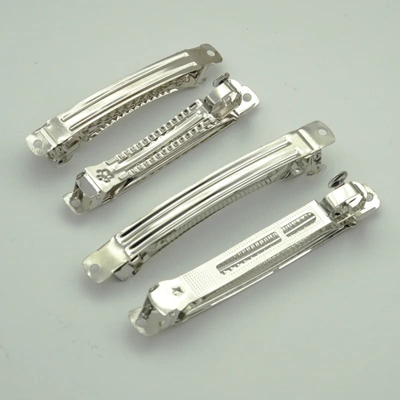 20 PZ 8 cm 10 cm Argento Tre Bloccati Pianura Metallo Francese Barrettes Pianura A Scatto Clip di Capelli Forcelle Automatiche Senza Piombo Nichel libero