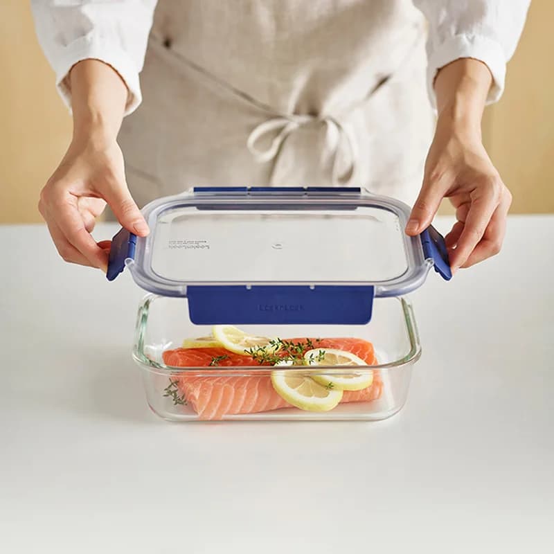 Airtight Glass Food Container, Suitable for Microwave, Heatable, Lunch Container Double compartment for Adult, Refrigerator