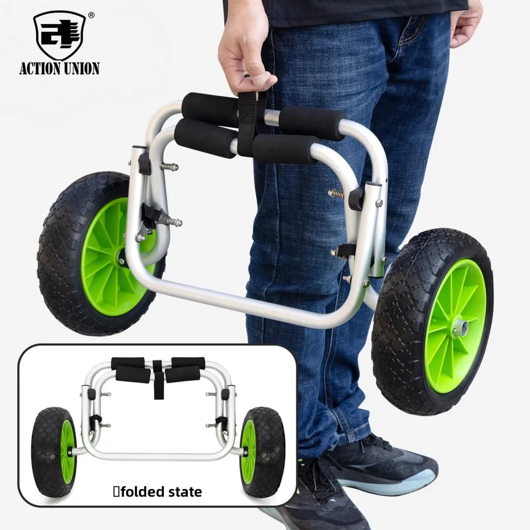 Kayak Trailer, Aluminum Alloy, Folding, Hard Plastic Paddle, Hand-pull and Push Cart, Strap-type, Adjustable, Fiberglass