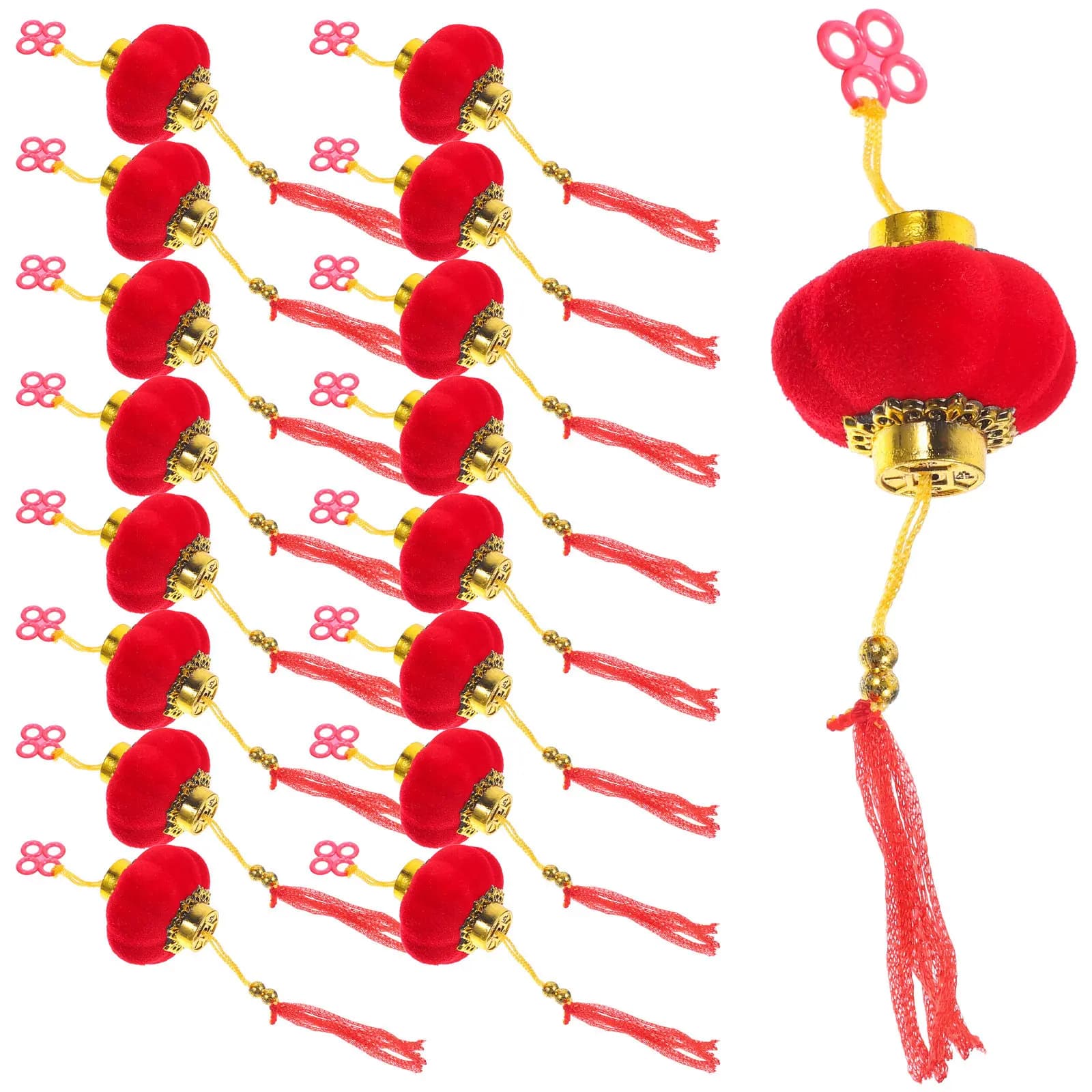 30 Pezzi Lanterne Rosse in PVC Morbido Floccato, Decorazioni per Lanterne Cinesi, Ornamenti Sospesi per Festival di Primavera, Manopole Porta, Caminetto