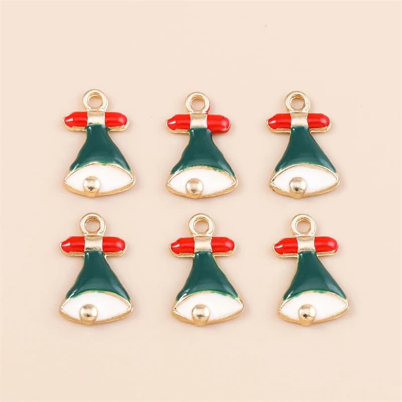 20 pz 11x18mm Smalto Sveglio Campana Di Natale Pendenti e Ciondoli per la Produzione di Gioielli Orecchini Pendenti Collane Bracciale Accessori Regali FAI DA TE