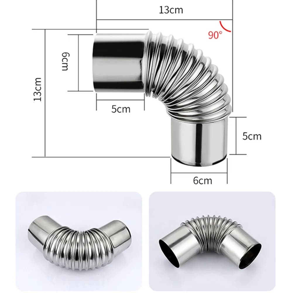 60/70/80mm Tubo a gomito per canna fumaria da 90 gradi Rivestimento per camino Piega in acciaio inossidabile Multi canna fumaria Tubi Stufe a legna Camino