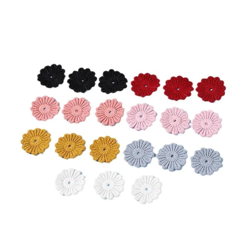 3CM Double Side Crochet SunFlower Appliques For DIY Hair Clip Accessories Garment Headwear Bag Decor Patches