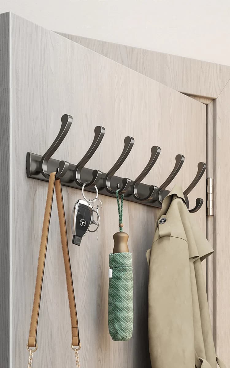 YUNJIEYA Nero/Gun Grigio Ganci per porte del bagno Gancio per vestiti Appendiabiti Scaffale Organizzatore Scaffale da parete Accessori da cucina
