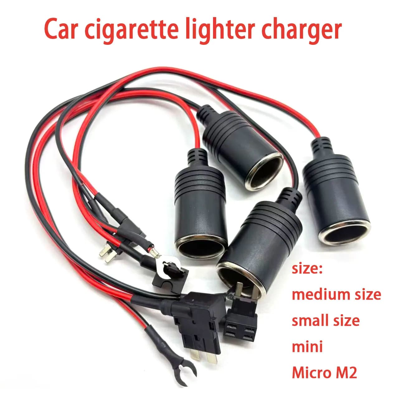 Pure Copper Car Cigarette Lighter Charger Cable Seat Power Connection Outdoors Fuse for Storage Battery Adapter Plug Socket