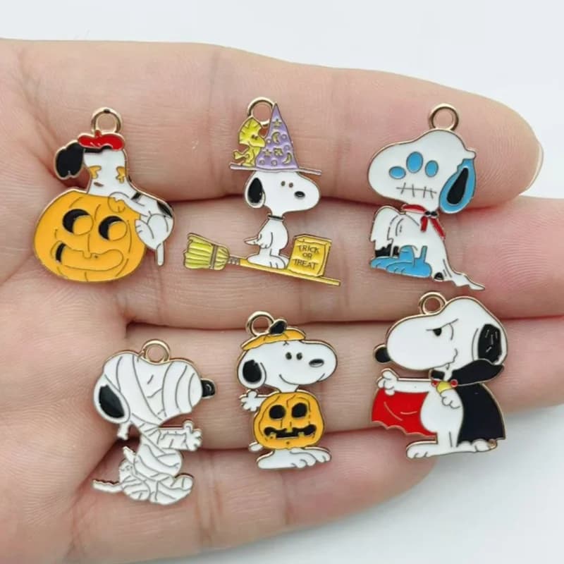 10Pcs Cute Halloween Cartoon Puppy Alloy Enamel Charms Pumpkin Pendants DIY Jewelry Making Accessories