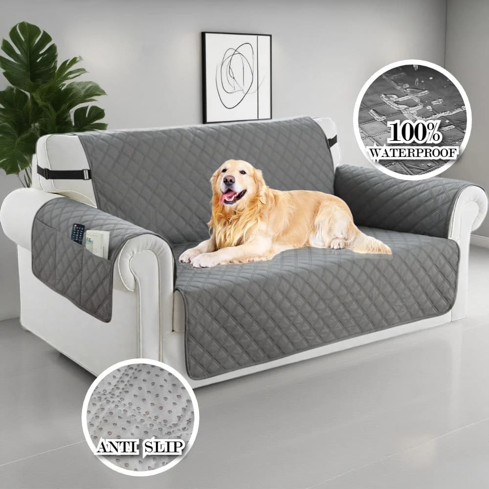 Fodera per divano impermeabile al 100% Fodera antiscivolo per 1/2/3/4 posti Copridivano Protezione per mobili con cinghie elastiche per cani e gatti