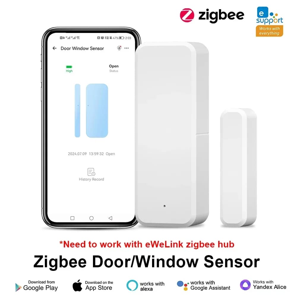 EWelink Zigbee Sensore porta Sensore finestra casa intelligente Funziona Home Assistant Zigbee 3.0 Gateway Sensore allarme porta finestra Controllo APP