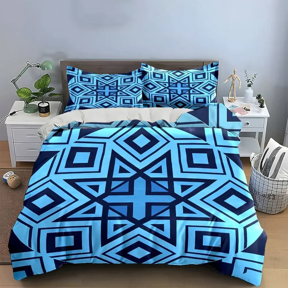 Geometric Pattern Home Decor Set Soft Comfortable Duvet Cover Bedding Set Included 1*Duvet Cover & 2*Pillowcases, gift