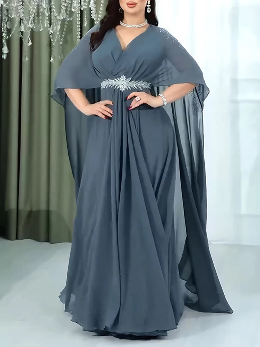 Abito Lungo Elegante in Chiffon da Donna Primavera Estate 2026 per Compleanno, Ballo di Fine Anno, Feste Serale, Abiti Africani, Kaftan Dubai, Abaya
