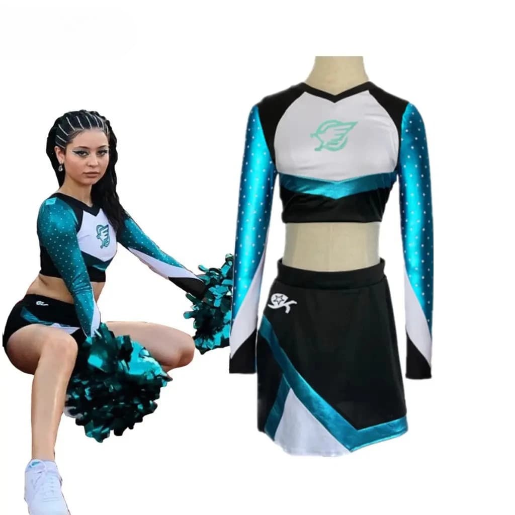 Euphoria Cheerleader Uniforme Maddy Outfit Top corto a maniche lunghe con minigonna Set Costume da cheerleader da donna delle scuole superiori 2025