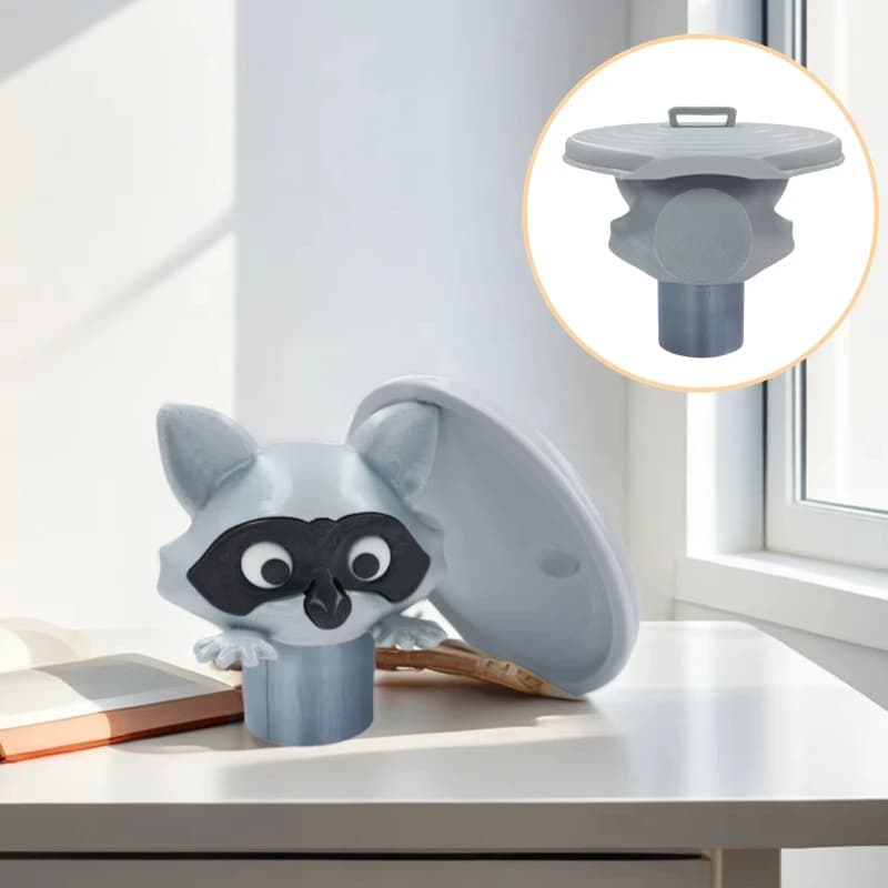 Cute Raccoon Toilet Paper Holder Playful Bathroom Decor With Trash Can Lid Cover Unique Gift Idea Funny Home Accessory