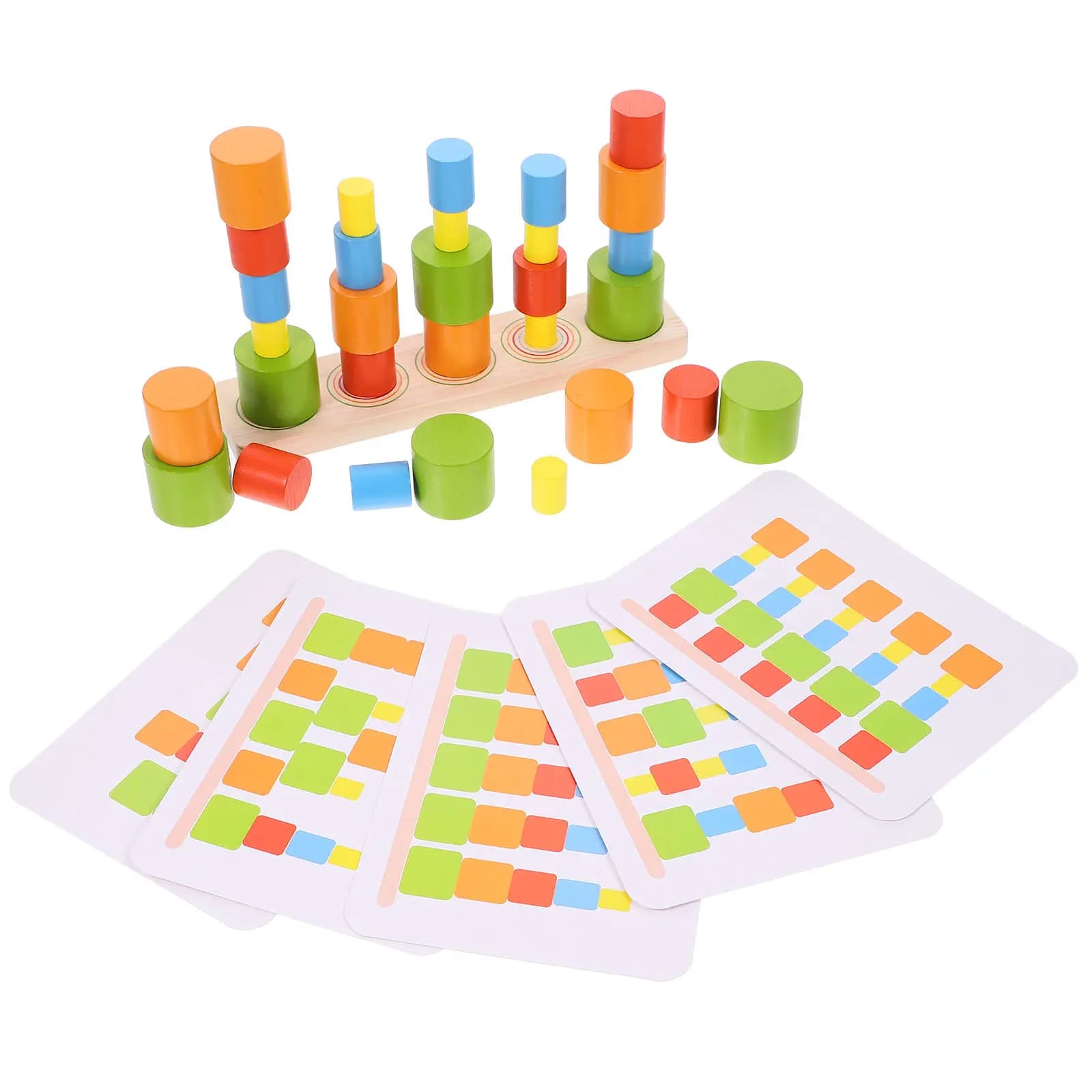 1Set Children Educational Cylinder Shape Wooden Blocks Balance Game Cognitive Development Hand-Eye Coordination