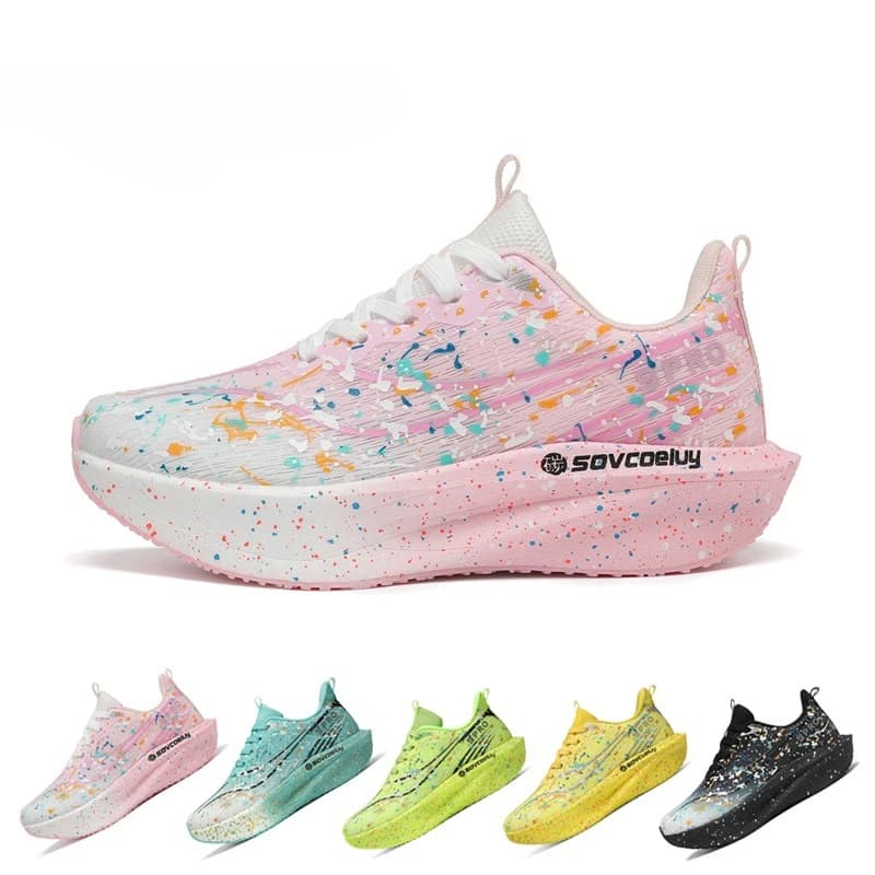 Men Marathon Running Shoes Unisex Carbon Board Sports Breathable Lightweight Women Comfortable Athletic Nonskid Sneakers NEW
