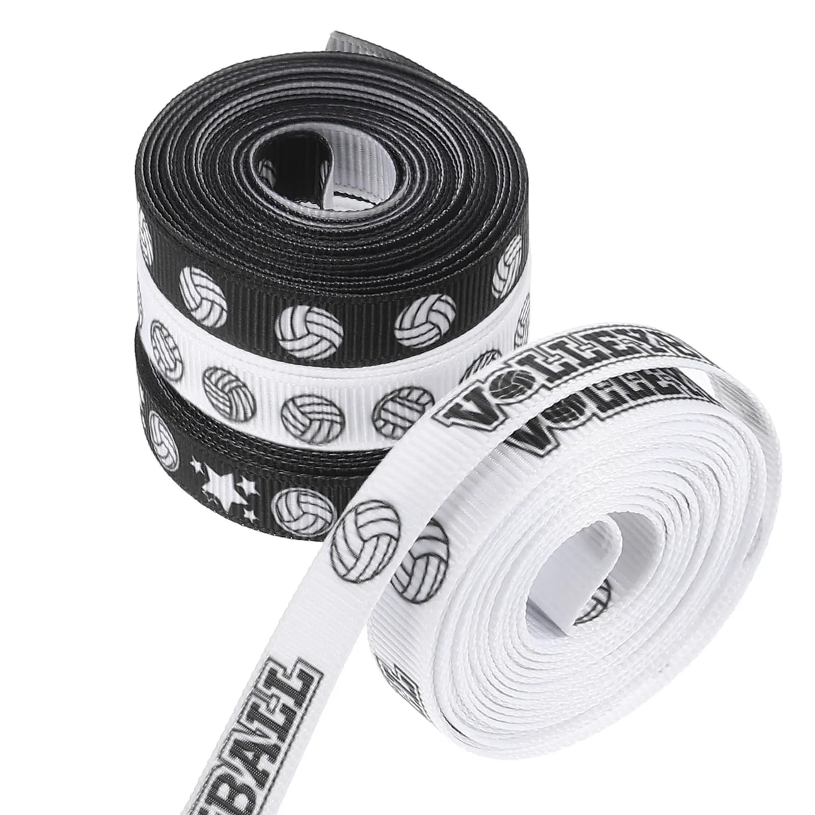 Set di 4 Rotoli di Nastro in Raso di Poliestere con Stampa Pallavolo, Decorazioni per Feste Sportive, Cheerleading, Confezioni Regalo Fai-da-Te, Souvenir