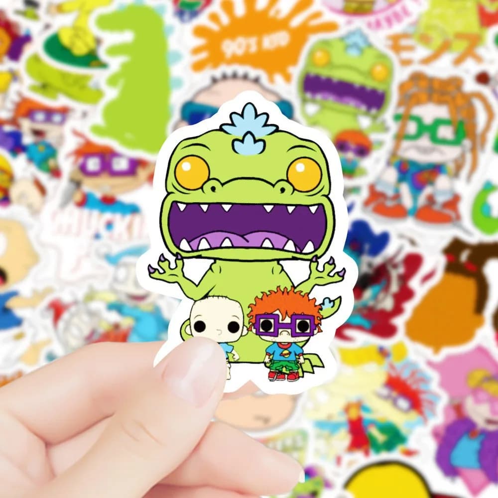100 Adesivi Parodie Rugrats in Paris, Adesivi Cartoon per Graffiti Fai-da-Te, Valigie, Quaderni, Tazze, Impermeabili