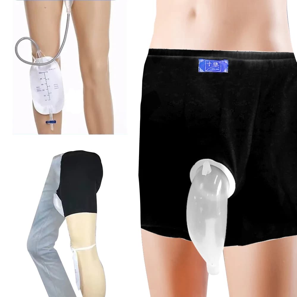 Borsa per il drenaggio dell'urinario da uomo Borsa per l'urina con tutore per le gambe Collettore per orinatoio portatile riutilizzabile per la cura dell'incontinenza urinaria maschile e anziana