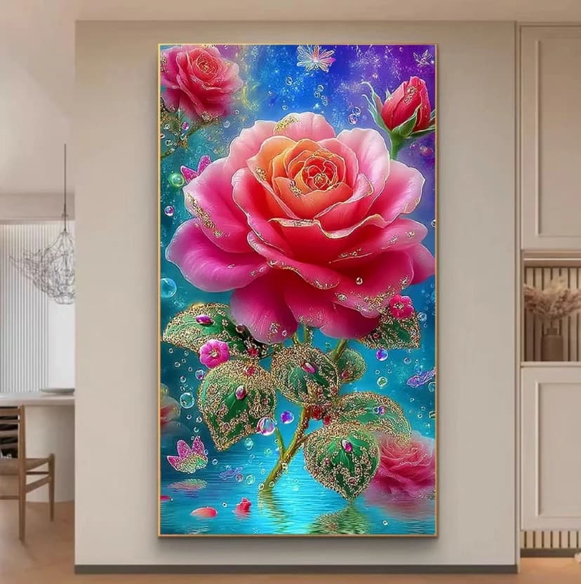 9CT 14CT Rose Printed Kits Cross Stitch Embroidery DIY Needlework Set Home Decor Crafts With Needles Threads