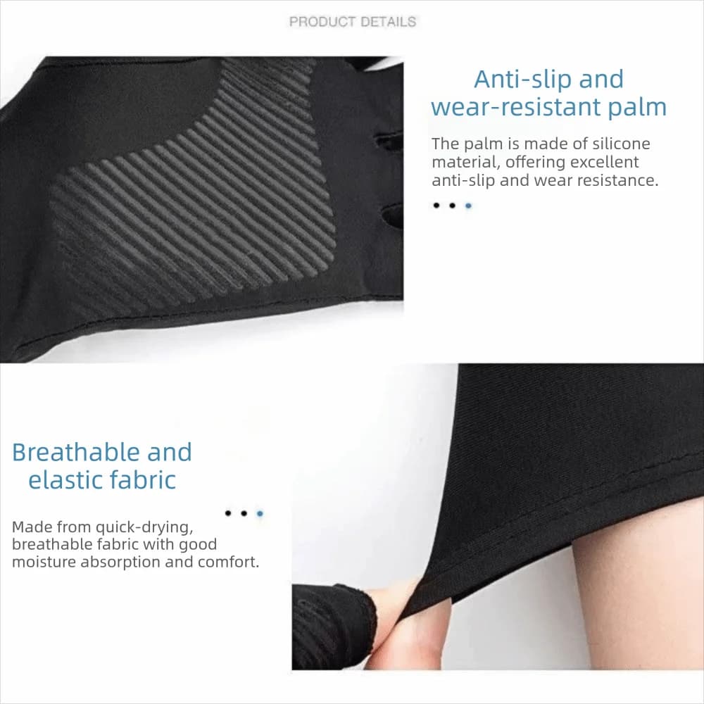 Guanti anti-UV a mezze dita in seta ghiacciata, altamente elastici, touchscreen a due dita, per uomo e donna