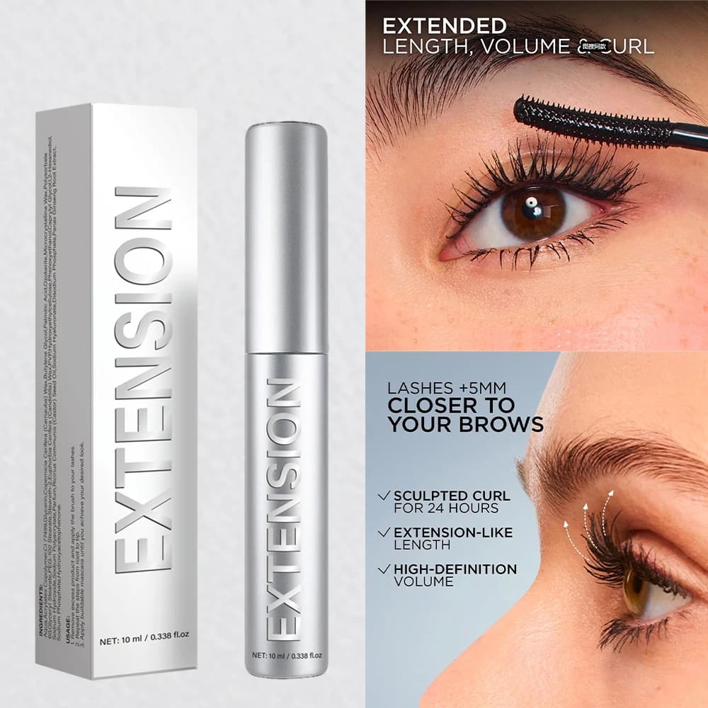 Mascara Extensionist for women, lengthens and curl eyelashes Long-lasting waterproof volumizing makeup Beauty eyelashes