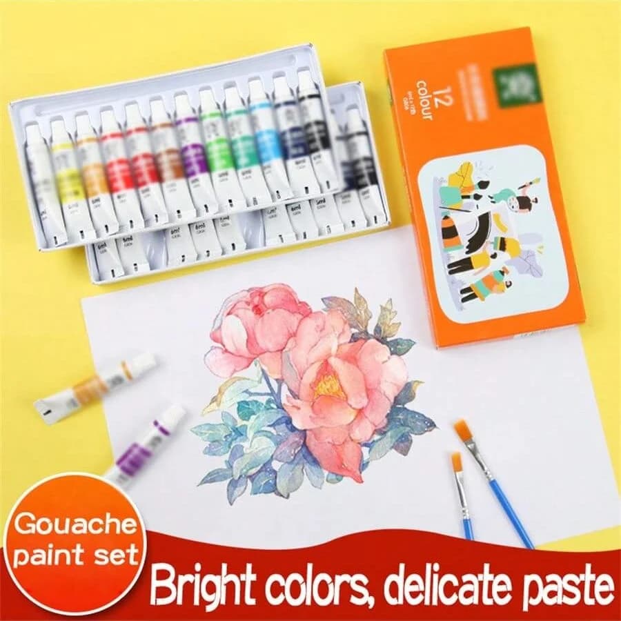 12/24 colors, 6ml/box watercolor paint set, student watercolor oil painting art supplies, each box contains 1 brush, bright colo