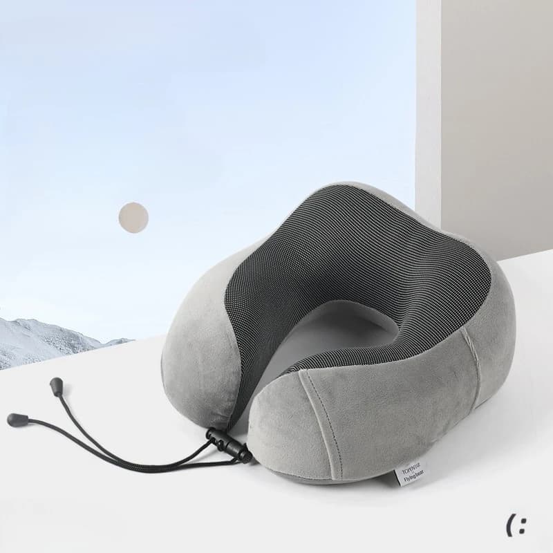 Cuscino per il collo a forma di U in memory foam Cuscino di supporto per il collo per pisolino da viaggio portatile pieghevole a rimbalzo lento