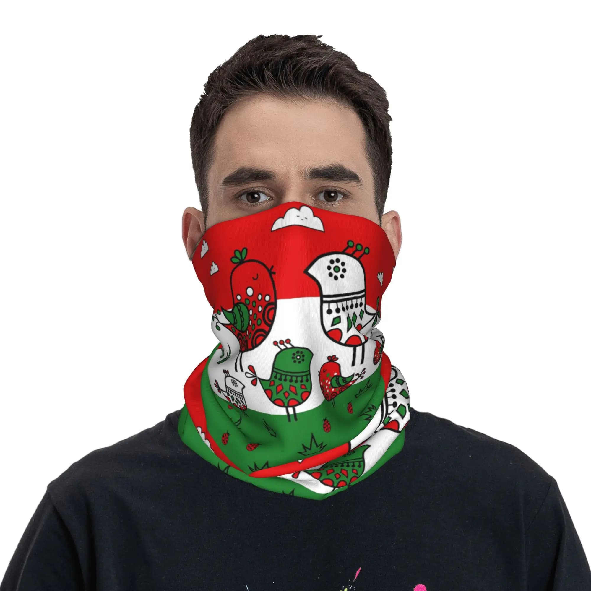 Bandana unisex HU-Birds ungherese stampata, scaldacollo, sciarpa avvolgente, maschera facciale per corsa, per uomo, donna, adulto, invernale