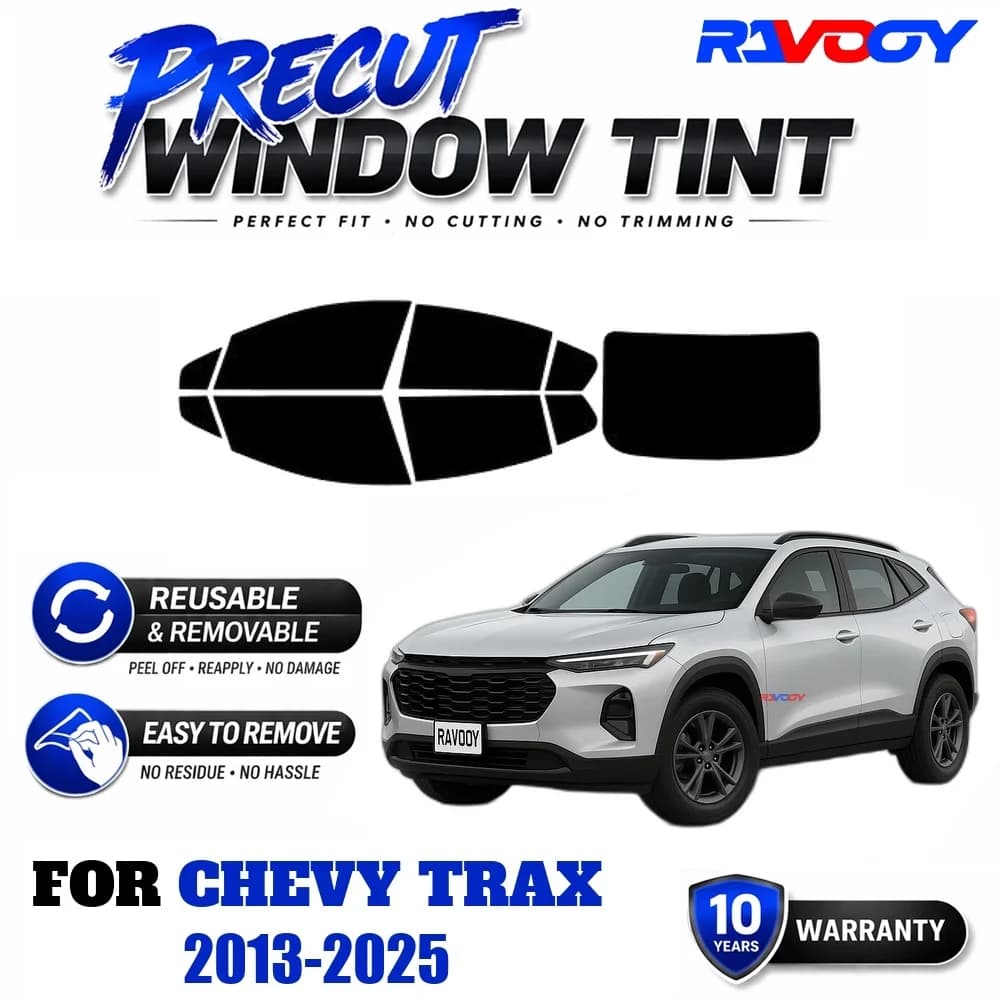 RAVOOY Precut Window Tint, Reusable Removable EPU Film, Custom Fit for Chevy Trax 2013-2025, UV Heat Protection