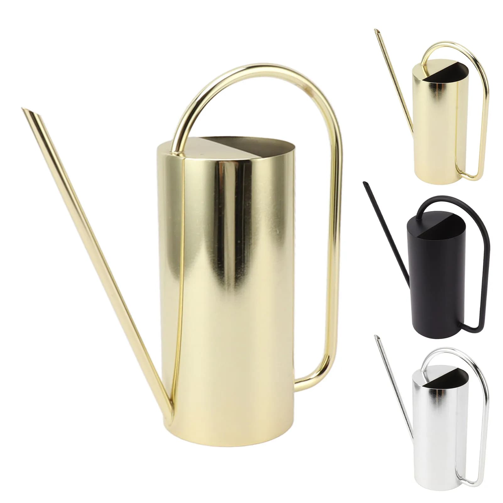 1500ml Large Capacity Plants Watering Can Long Spout Watering Kettle Stainless Steel Pot Gardening Supplies Gold Silver Black