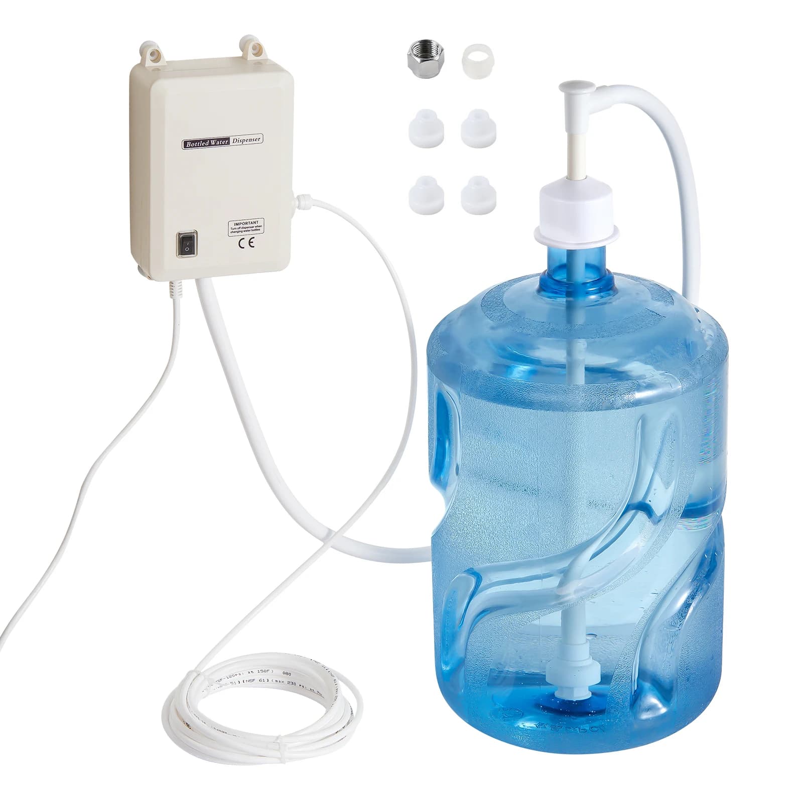 SucceBuy 5 Gallon Bottled Water Dispenser Pump System Automatic Electric Single Inlet Compatible Use w/ Tea Machine Refrigerator