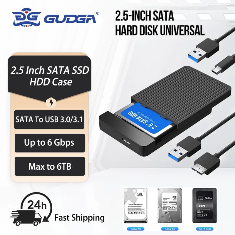 Case esterno per hard disk da 2,5 pollici USB 3.0, custodia per hard disk USB a SATA, box per HDD 2,5 SSD, adattatore per notebook, custodia per HDD.