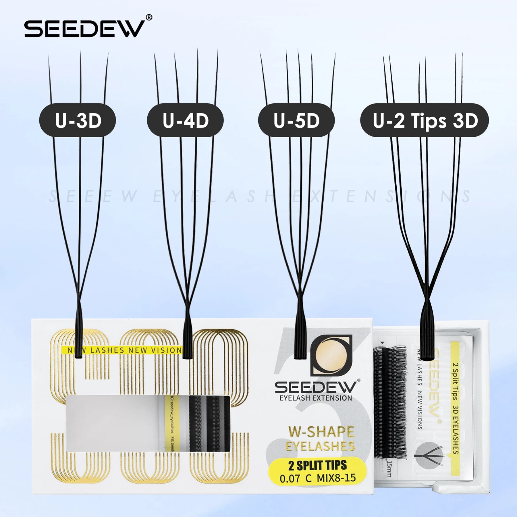 SEEDEW 3D/4D/5D U-shaped eyelash extension premium fake eyelashes makeup for soft eyelash clusters