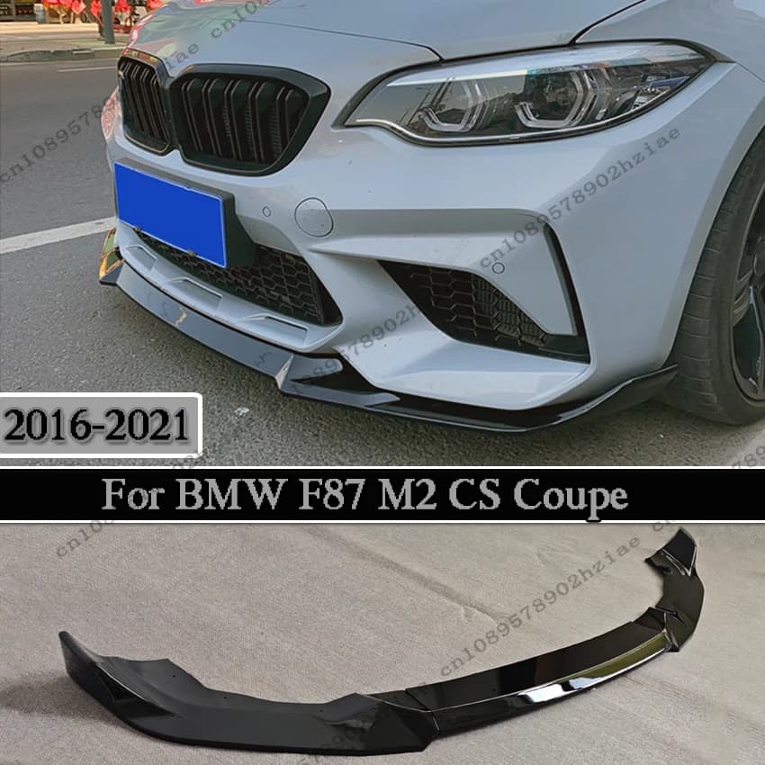 Per BMW F87 M2 2016-2021 Spoiler Anteriore Nero Lucido Stile CS, Splitter, Diffusore, Canard, Kit Carrozzeria Tuning