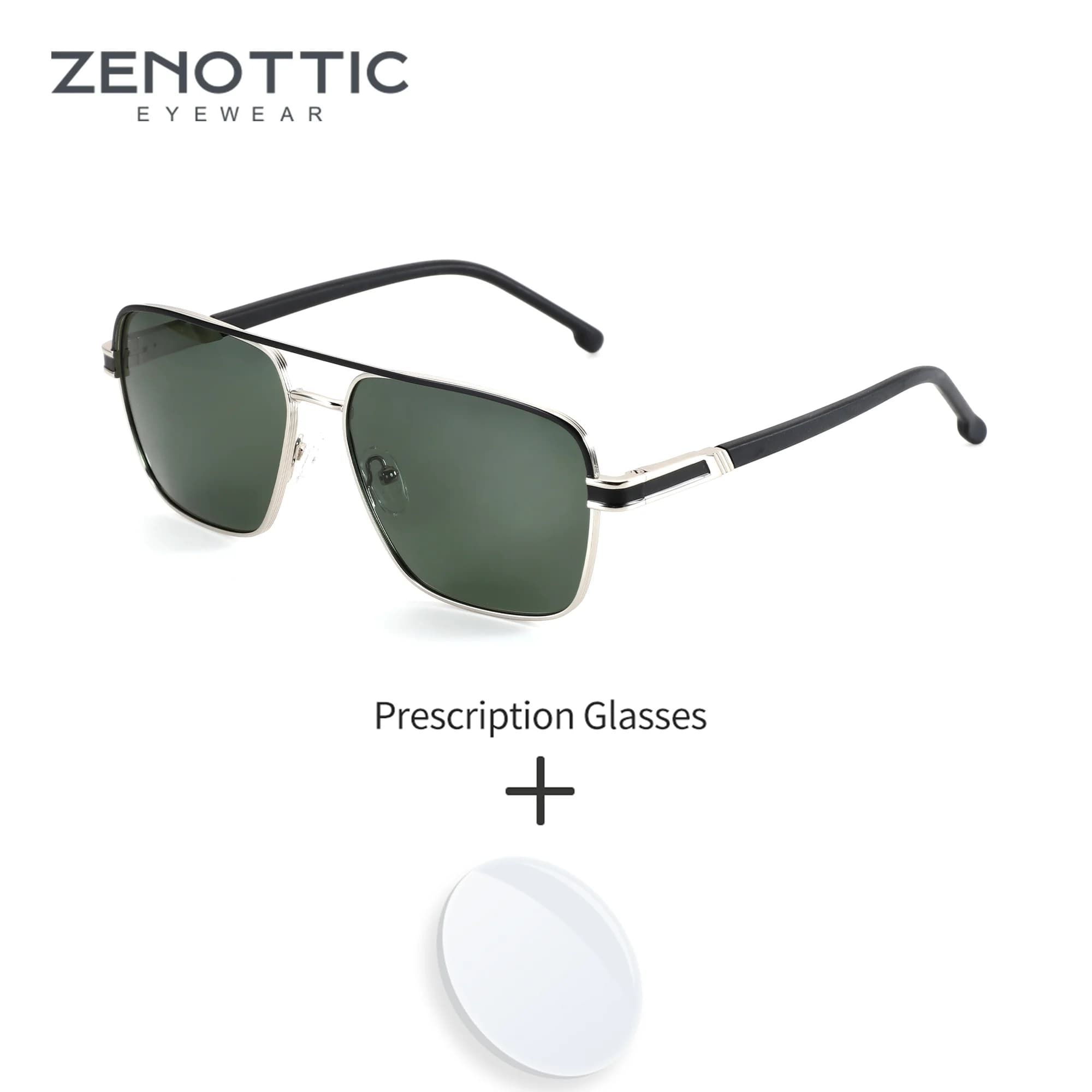 ZENOTTIC Occhiali da sole classici da aviatore con prescrizione medica, occhiali da sole quadrati alla moda per donna, protezione UV400, occhiali da sole graduati per miopia