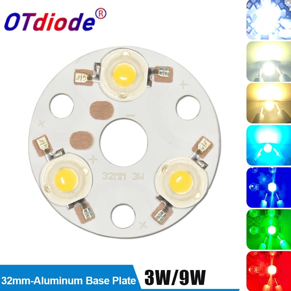 1-10 pz 3 W 3x1 w 3x3 w 9 W 32mm LED PCB Con Chip 1 W3 W Diodi Bianco Freddo Su Rotondo Piastra di Alluminio Pannello Circolare Per lampada FAI DA TE