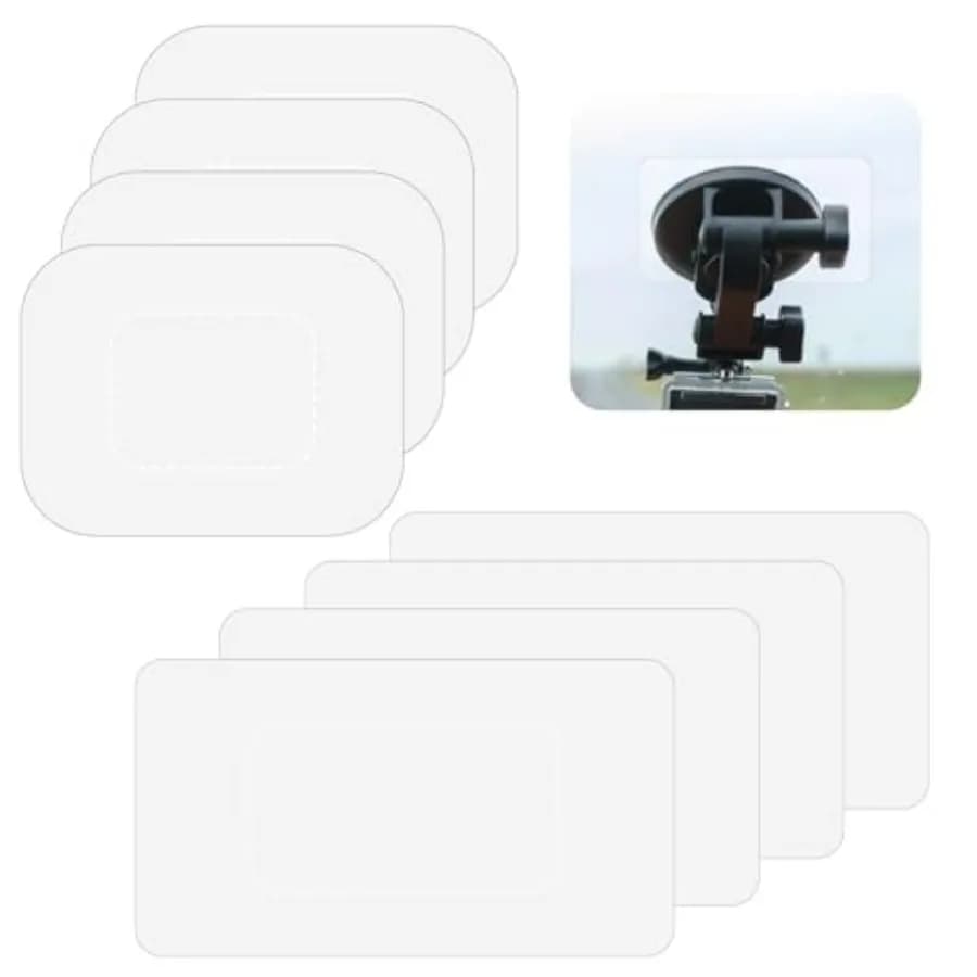 Confezione da 8 Pellicole Elettrostatiche Trasparenti per Montaggio Dash Cam, 2 Misure, Durevoli e Riutilizzabili