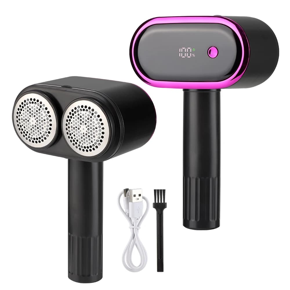 Fabric Shaver Lint Remover, Dual Head 12-Blade, 5 Speeds LED Display, 130ml Large Bin, Rechargeable Type-C, for Sweaters Coats