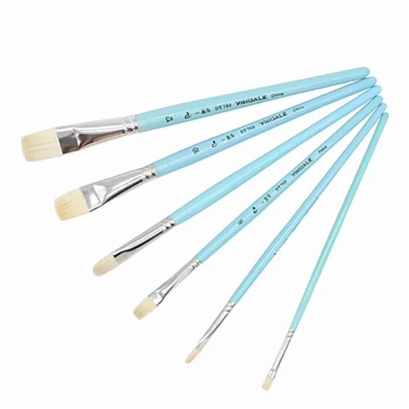 6pcs/set Professional Acrylic Paint Artist Paint Brushes for Watercolor Oil Wool Hair Short Birch Blue Short Rod Brush Series