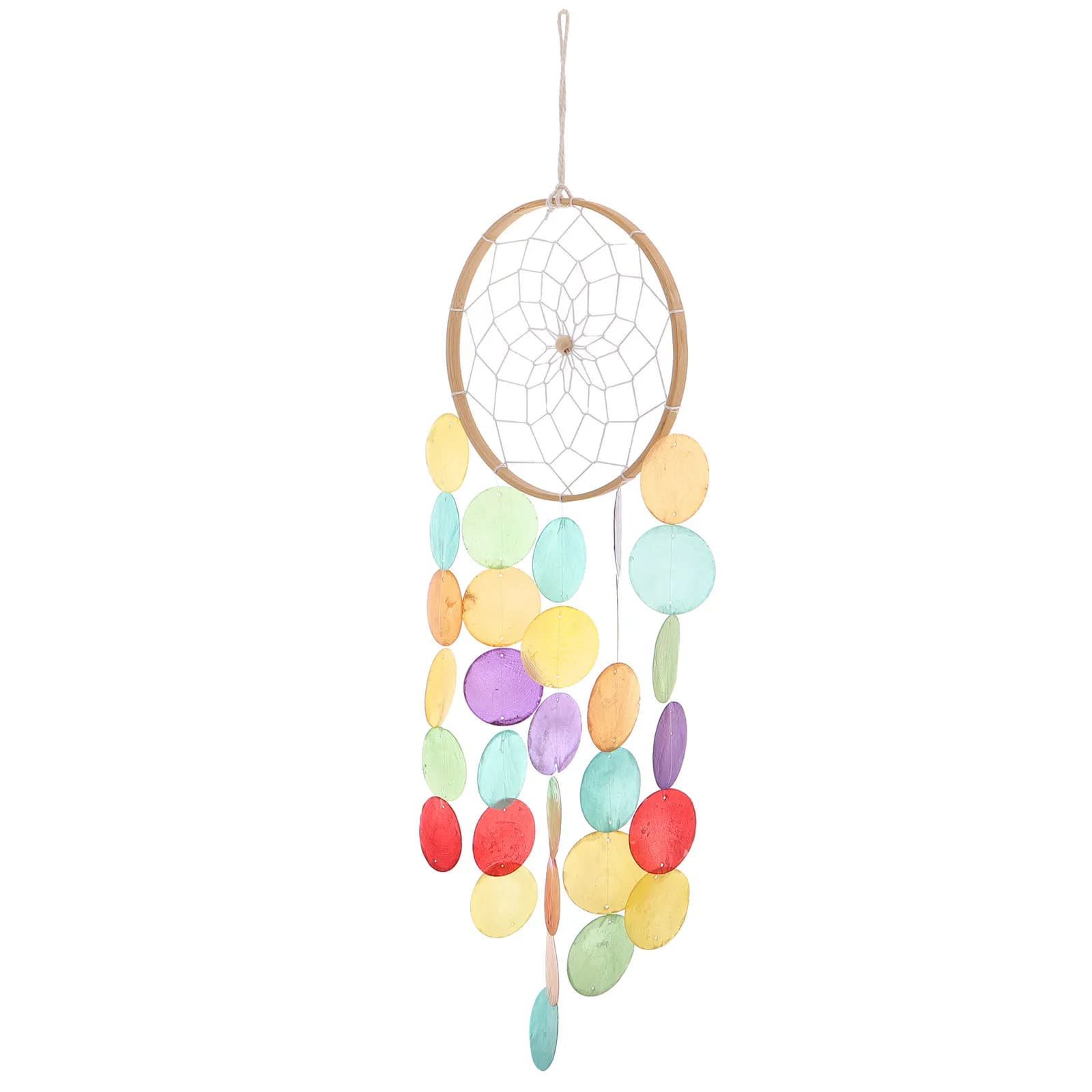 Handmade Seashell Dreamcatcher Wind Chime Hanging Ornament for Indoor Outdoor Decor Beach Ocean Home Garden Patio Wall