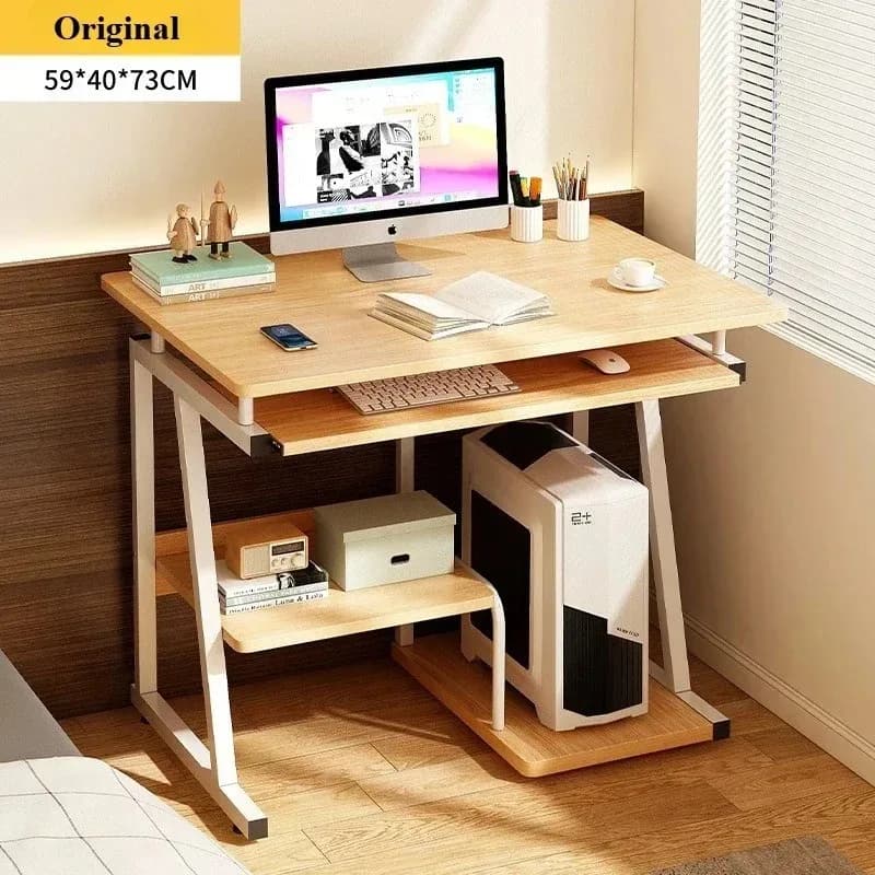Piccola scrivania per computer per piccoli spazi, tavolo da scrittura con supporto, vassoio per tastiera, monitor, per tavolo per laptop, ufficio domestico
