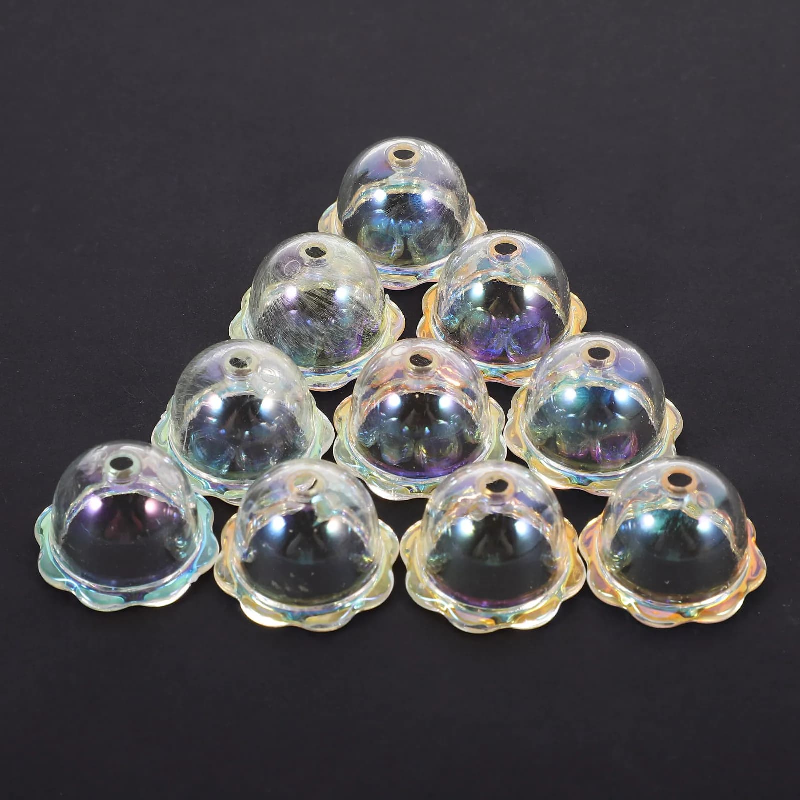 10Pcs Clear Wind Chime Beads Floral Bell Shaped Hollow Bright for DIY Crafts Jewelry Making Sun Catcher Prism Supplies