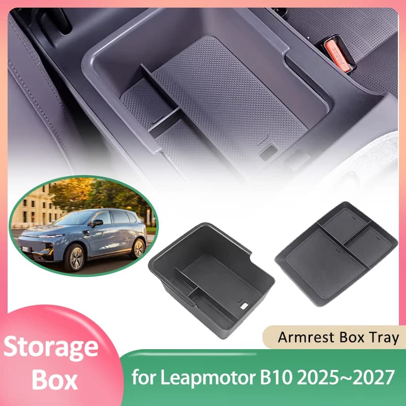 Scatola portaoggetti per auto Leapmotor B10 2025~2027 2026, tappetino in gomma siliconica, organizer per console centrale, vassoio bracciolo in ABS, accessori