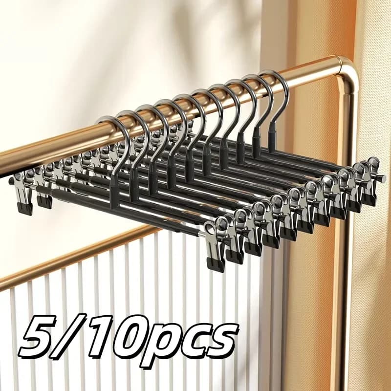 yes5/10PCs Stainless Steel Dress Hanger Pants Clip Clothes Racks Coat Clothing Non-Slip Skirt Clip Skirts Clip Hanger Skirt