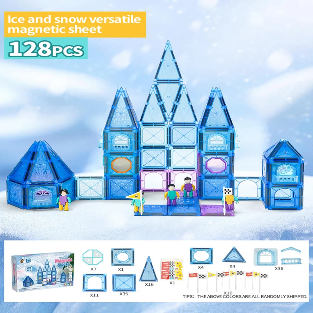Blocchi magnetici da costruzione Ice Snow World, piastrelle magnetiche 3D, giocattoli sensoriali educativi Montessori STEM per bambini, regalo per ragazzi e ragazze