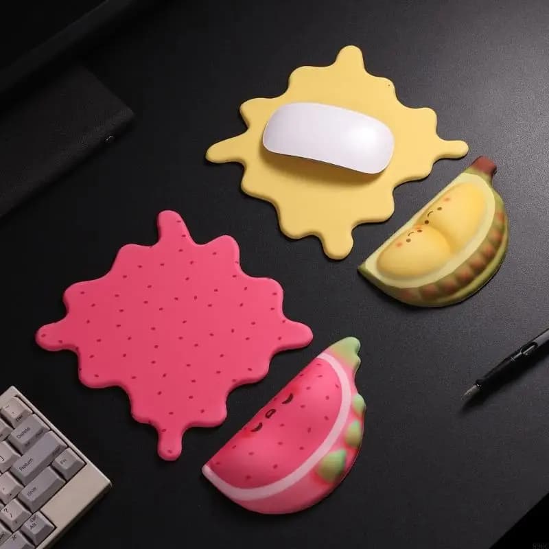 Tappetino per mouse ergonomico con supporto per il polso con divertente motivo a frutta per lavorare e giocare computer senza